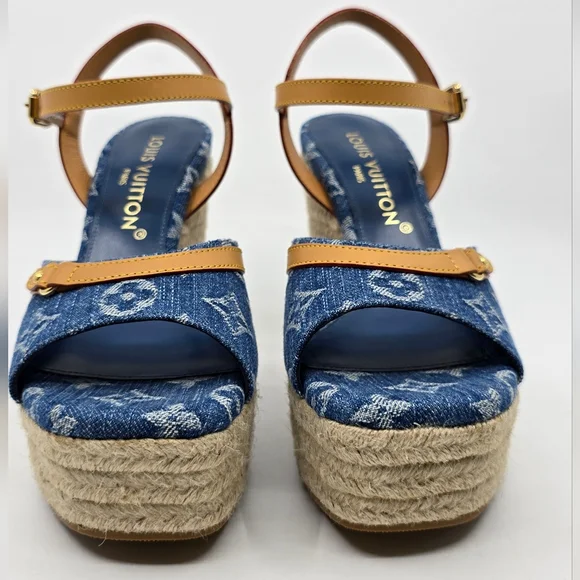 Louis Vuitton Monogram Denim Wedges - Picture 3 of 11